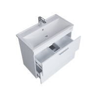 Тумба с раковиной Grossman Neo 80 пленка, с ящиками, глянцевая белая