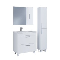 Тумба с раковиной Grossman Neo 80 пленка, с ящиками, глянцевая белая