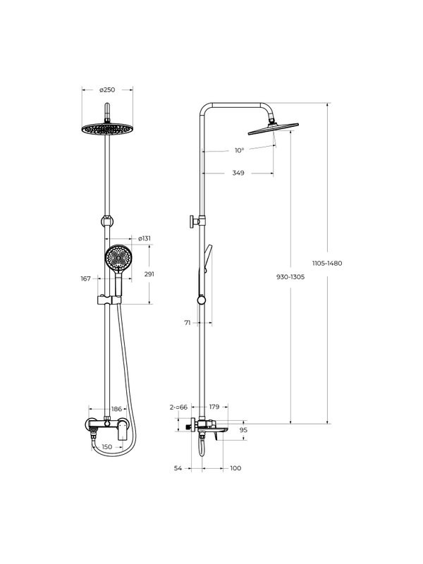 Душевая стойка BelBagno Marino MARINO-VSCM-GM оружейная сталь