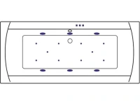 Акриловая ванна Excellent Aquaria Lux Relax 180x80 см, встраиваемая, с гидромассажем, белая, с каркасом, со сливом-переливом, фурнитура золото
