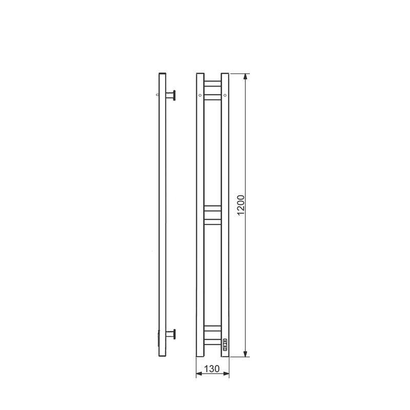 Полотенцесушитель электрический Comfysan Alto-K EC-2 120x15 см, подключение справа, титановый графит, I-образный, из стали