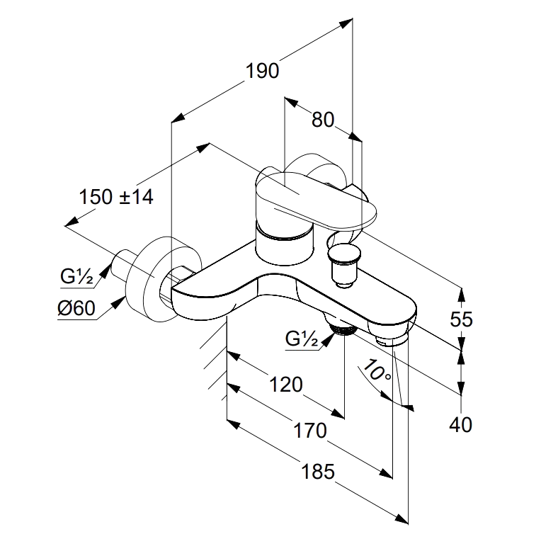 Смеситель для ванны с душем Kludi X1 326910575 хром