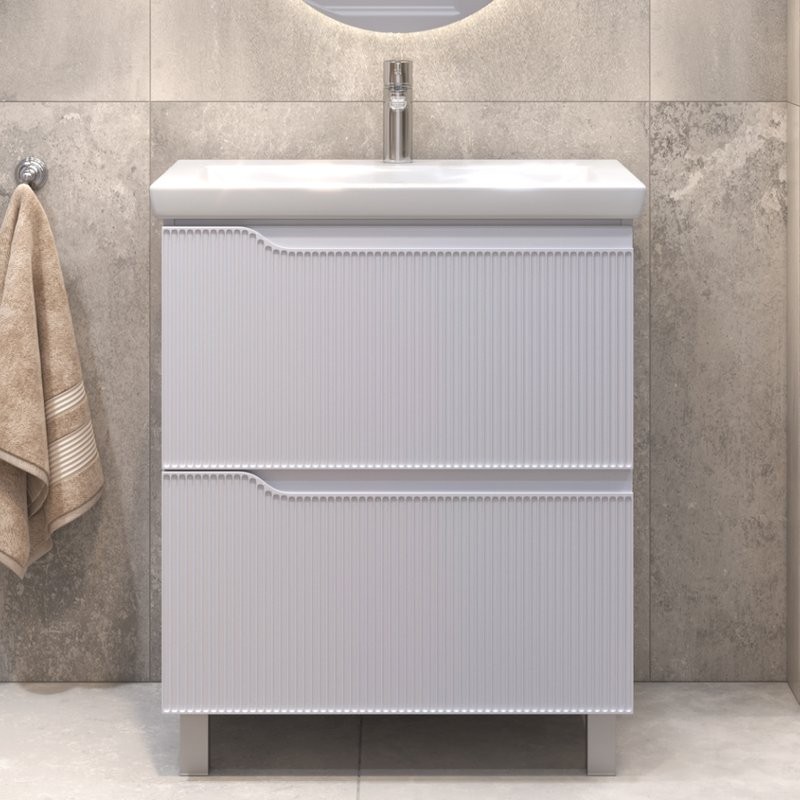 Тумба с раковиной Vigo Neo 70 напольная, 2 ящика, матовая белая