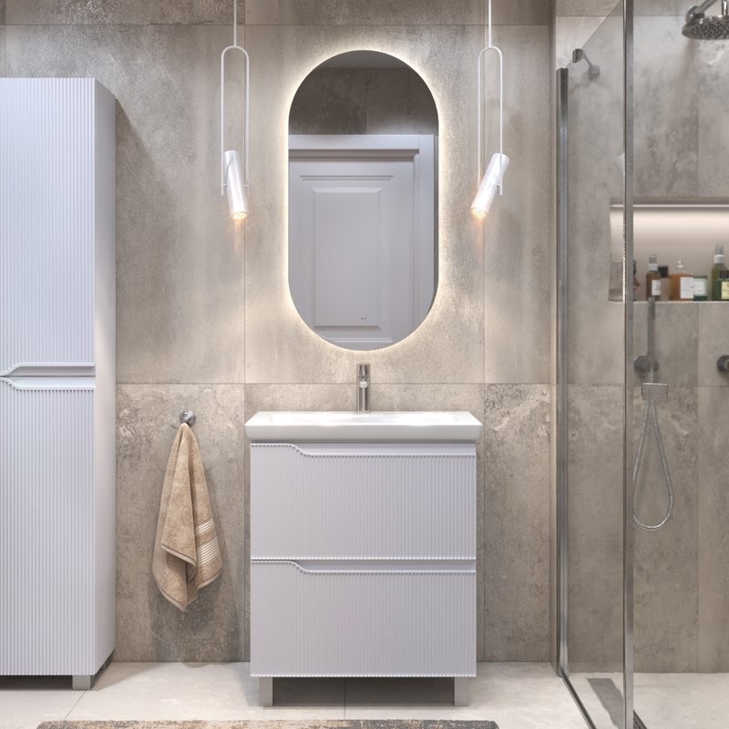 Тумба с раковиной Vigo Neo 70 напольная, 2 ящика, матовая белая