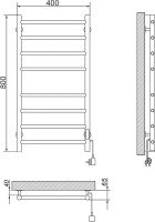 Полотенцесушитель электрический Ника Way 2 80/40, матовый черный RAL9005