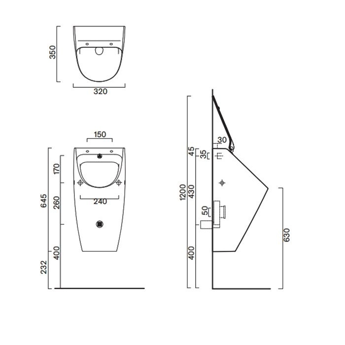 Писсуар подвесной Catalano Comfort 0932641001 глянцевый белый
