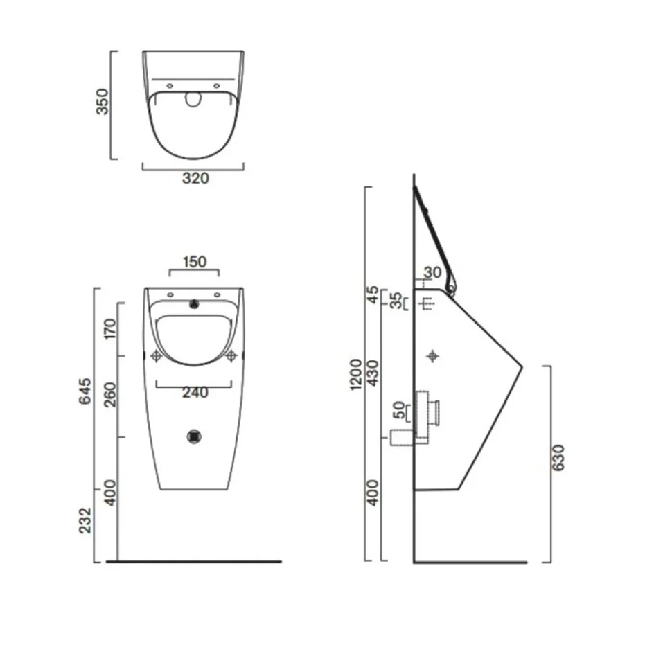 Писсуар подвесной Catalano Comfort 0932641001 глянцевый белый