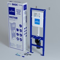 Система инсталляции для унитазов Cersanit Vector с кнопкой смыва Cersanit Twins золотой матовой