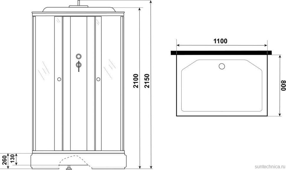Душевая кабина Niagara Promo P110/80/26Q/MT 110х80 см