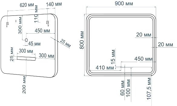 Зеркало Art&Max Genova AM-Gen-900-800-DS-F-White 90х80 белое, с LED-подсветкой, 6000К