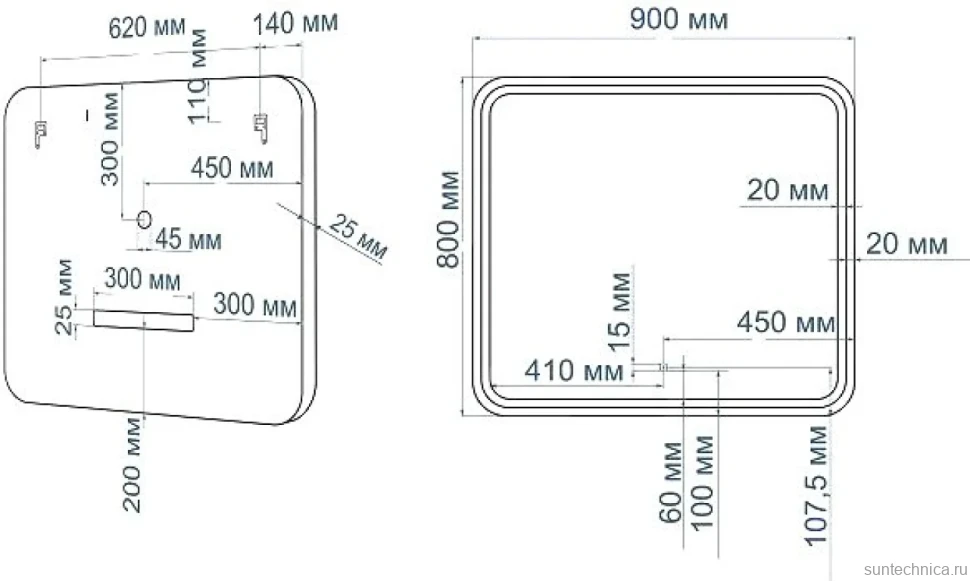 Зеркало Art&Max Genova AM-Gen-900-800-DS-F-White 90х80 белое, с LED-подсветкой, 6000К