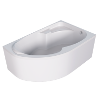 Акриловая ванна 1MarKa Diana R Премиум 170x105 см, угловая, правая, пристенная, белая, асимметричная, с каркасом, с экраном, с сиденьем, со сливом-переливом