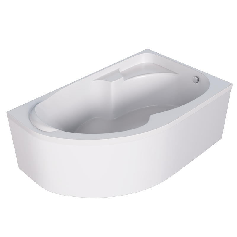 Акриловая ванна 1MarKa Diana R Премиум 170x105 см, угловая, правая, пристенная, белая, асимметричная, с каркасом, с экраном, с сиденьем, со сливом-переливом