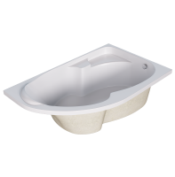 Акриловая ванна 1MarKa Diana R Премиум 170x105 см, угловая, правая, пристенная, белая, асимметричная, с каркасом, с экраном, с сиденьем, со сливом-переливом