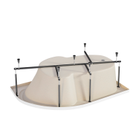 Акриловая ванна 1MarKa Diana R Премиум 170x105 см, угловая, правая, пристенная, белая, асимметричная, с каркасом, с экраном, с сиденьем, со сливом-переливом