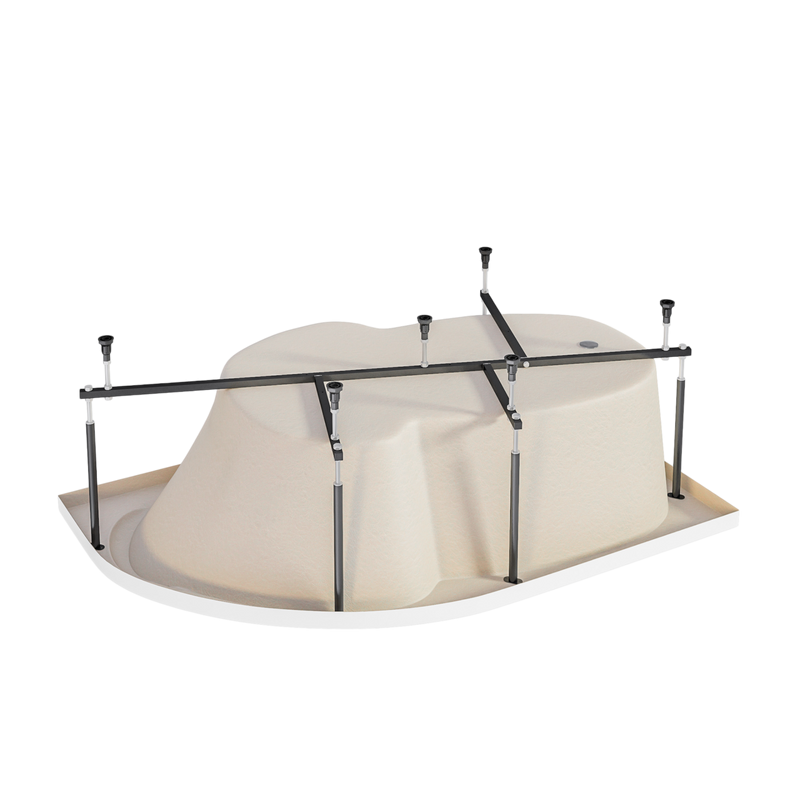 Акриловая ванна 1MarKa Diana R Премиум 170x105 см, угловая, правая, пристенная, белая, асимметричная, с каркасом, с экраном, с сиденьем, со сливом-переливом