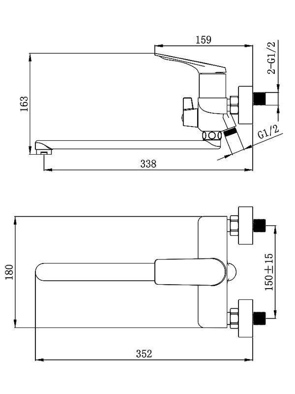 Смеситель с длинным изливом для ванны AZARIO Lursy AZ-K1749MG золото матовое