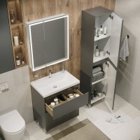 Шкаф-пенал для ванной Grossman Меркадо 40 L/R напольный, матовый графит