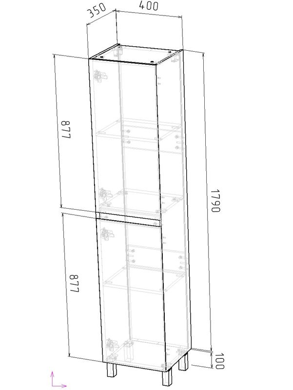 Шкаф-пенал для ванной Grossman Меркадо 40 L/R напольный, матовый графит