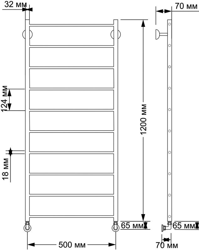 Полотенцесушитель водяной Secado Триада 1 125x55 см, бронза, лесенка, латунь