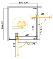 Душевой уголок Cezares Slider AH 2 70/80-80/90 BR GM профиль оружейная сталь, стекло бронза