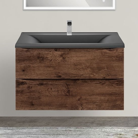 Тумба под раковину Vincea Mia 75, подвесная, темный дуб
