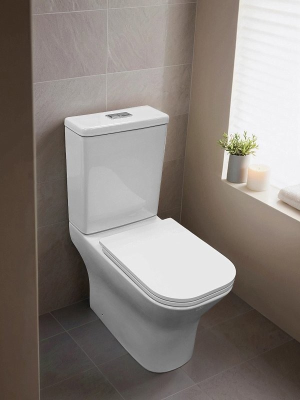 Унитаз-компакт напольный AZARIO Milagro AZ-8502 безободковый, с микролифтом, глянцевый белый