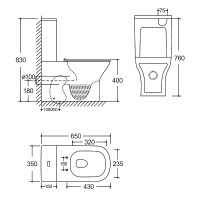 Унитаз-компакт напольный AZARIO Milagro AZ-8502 безободковый, с микролифтом, глянцевый белый