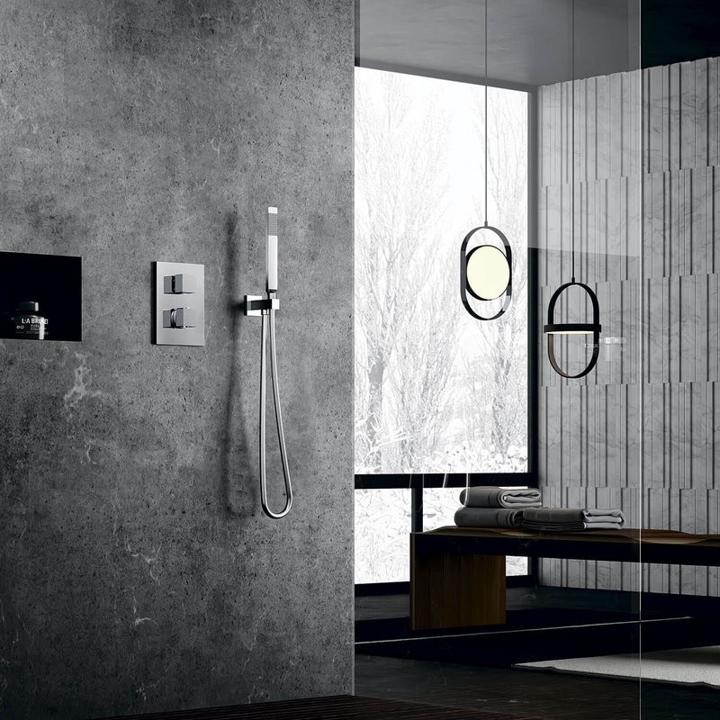 Термостатический смеситель встраиваемый Paffoni Level LEQ518CR/M С ВНУТРЕННЕЙ ЧАСТЬЮ, для ванный с душем, хром