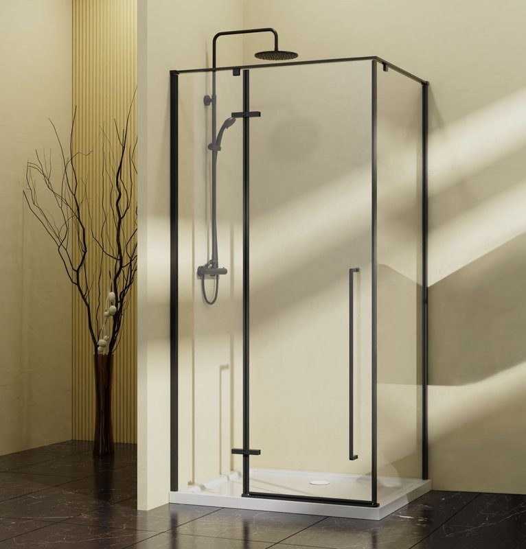 Душевой уголок Vincea Slim-N VSR-5SN1010CLB 100х100, профиль черный, стекло прозрачное