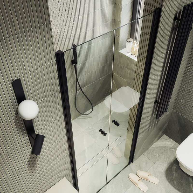 Душевая дверь в нишу Maybahglass MGD-425-6 120 см, профиль матовый черный, стекло прозрачное