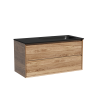 Тумба с раковиной Sancos Marmi 2.0 100 R черная раковина, дуб чарльстон