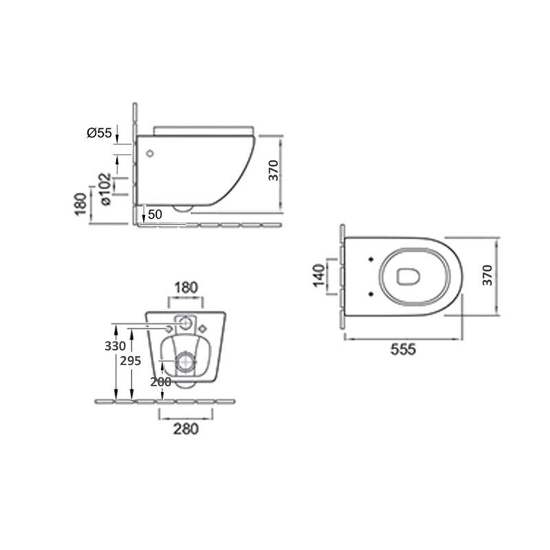 Комплект Унитаз подвесной Esbano Garcia ESUPGARCBM матовый черный + Инсталляция Fram + Кнопка ESINOVL17SC