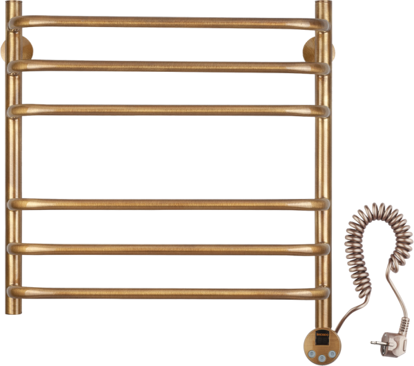 Полотенцесушитель электрический Secado Мерида 3 65x55 см, подключение слева, бронза, лесенка, латунь
