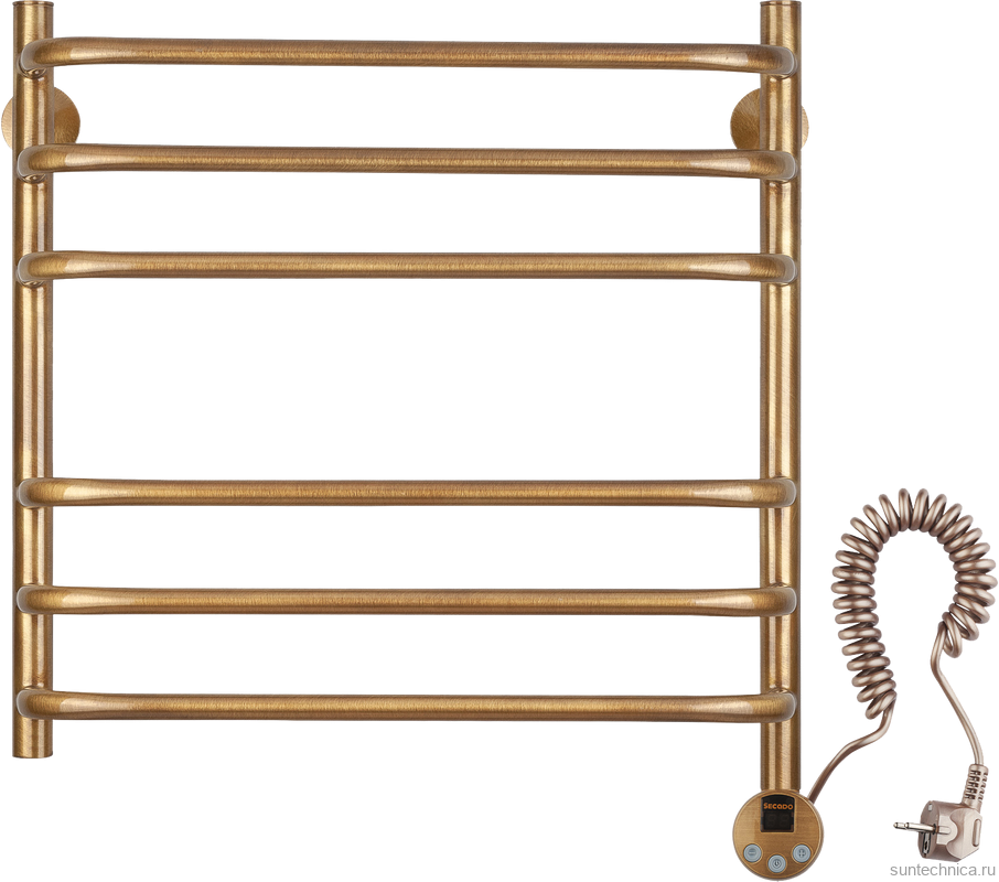 Полотенцесушитель электрический Secado Мерида 3 65x55 см, подключение слева, бронза, лесенка, латунь