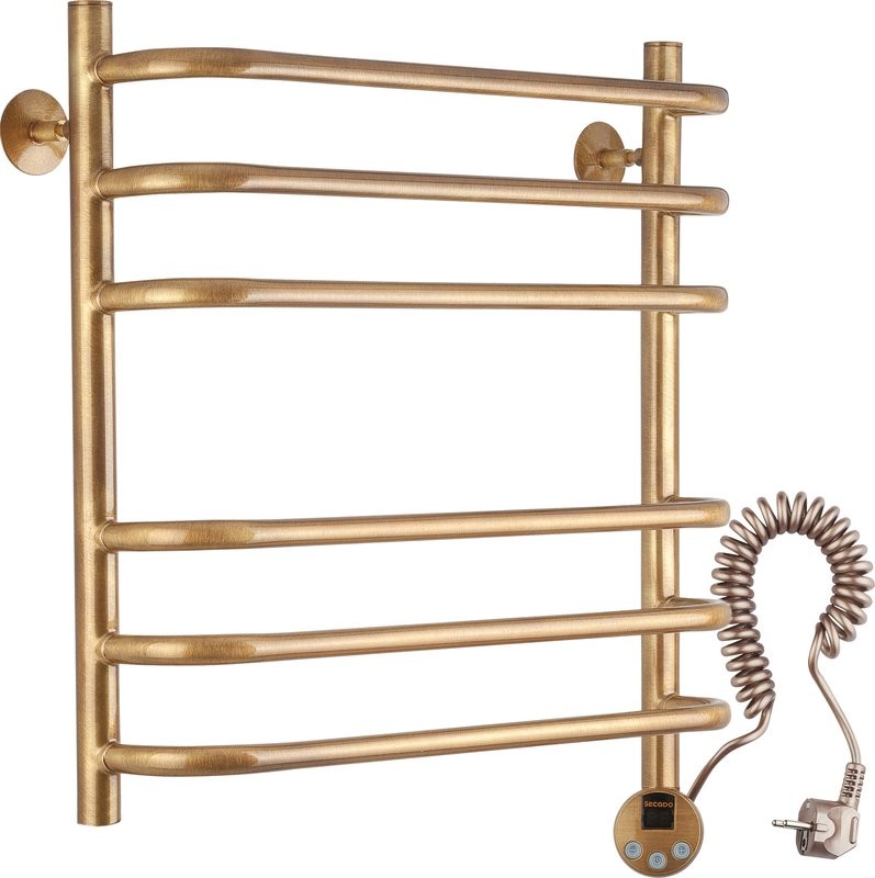 Полотенцесушитель электрический Secado Мерида 3 65x55 см, подключение слева, бронза, лесенка, латунь