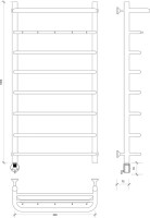 Полотенцесушитель электрический Secado Мерида 1 КСП 100x50 см, подключение слева, матовый черный, лесенка, с полкой