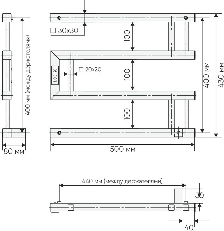 Полотенцесушитель электрический Indigo Muza DGM40-50Rt полированный хром