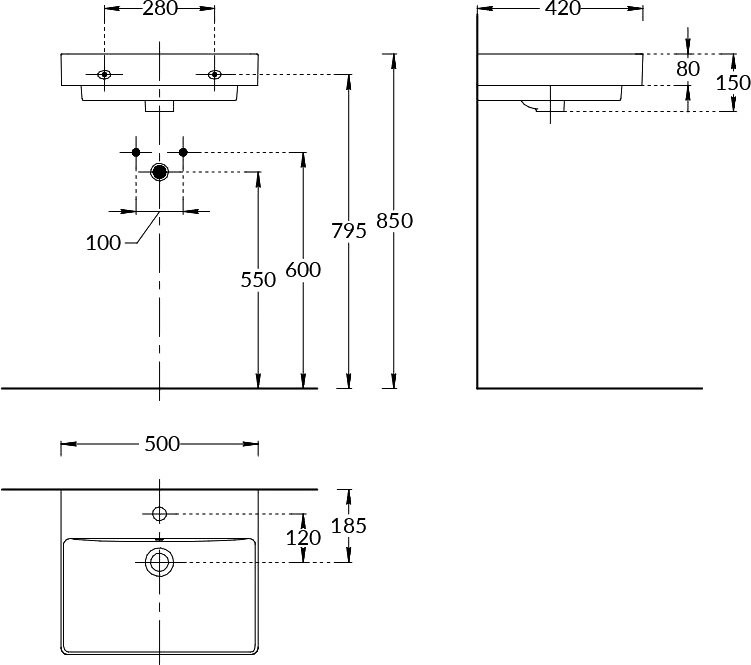 Тумба с раковиной KERAMA MARAZZI Pro 50 подвесная,с двумя ящиками, матовая белая