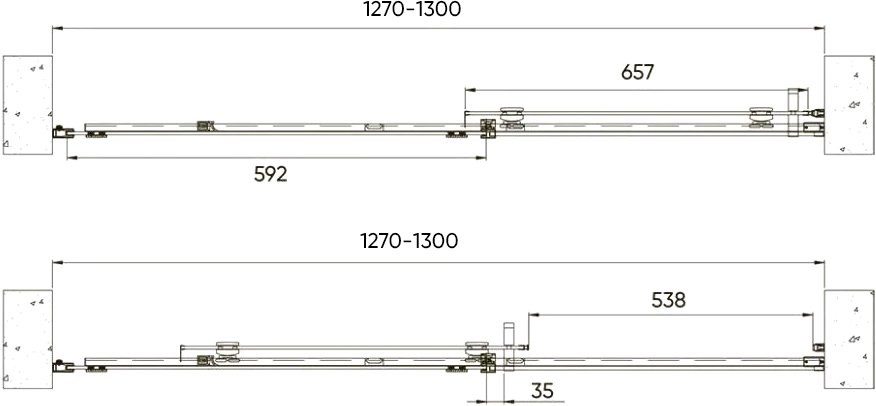 Душевая дверь в нишу Veconi Vianno VN-70 130 см, профиль черный