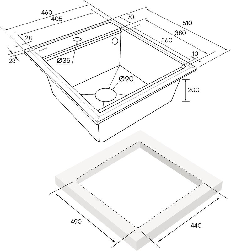 Мойка кухонная Paulmark Stepia + Step PM114651-DG+R375-BS графит