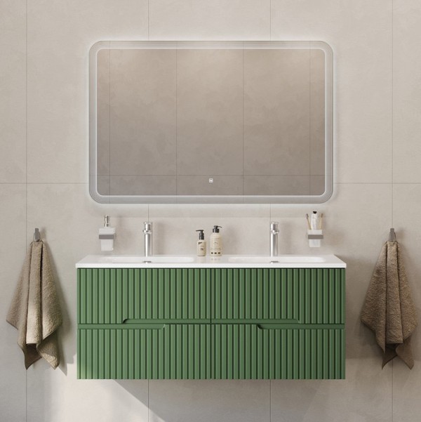 Мебель для ванной комнаты Cezares Duet 120 фисташковый софт, раковина Cezares CZR-8073-120-2 двойная