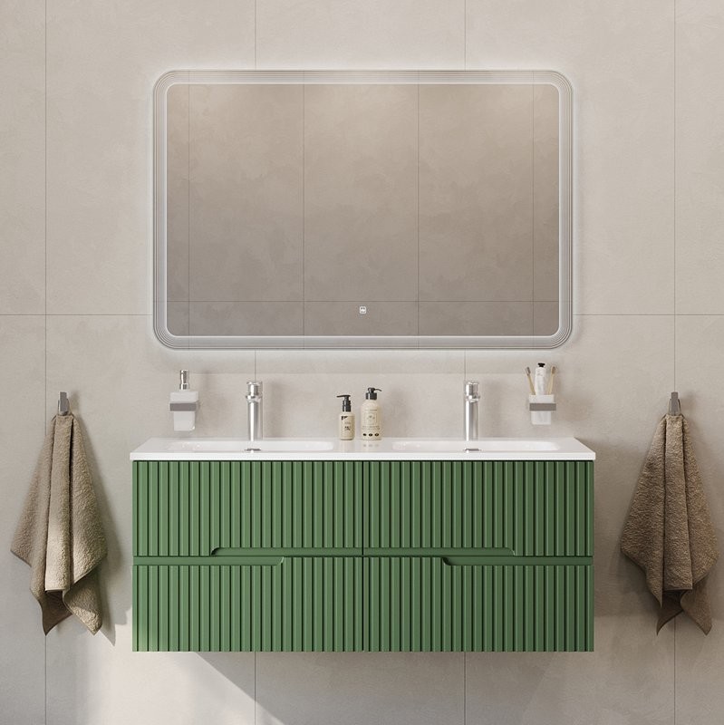 Мебель для ванной комнаты Cezares Duet 120 фисташковый софт, раковина Cezares CZR-8073-120-2 двойная