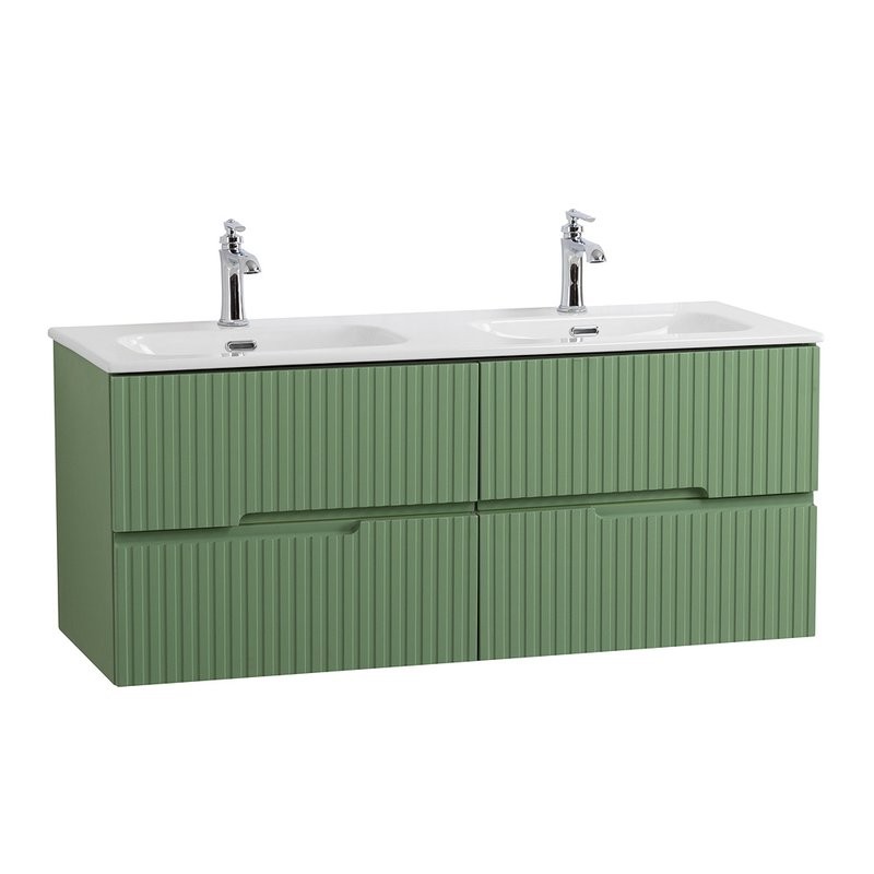 Мебель для ванной комнаты Cezares Duet 120 фисташковый софт, раковина Cezares CZR-8073-120-2 двойная