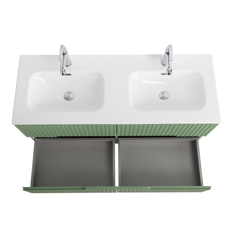 Мебель для ванной комнаты Cezares Duet 120 фисташковый софт, раковина Cezares CZR-8073-120-2 двойная