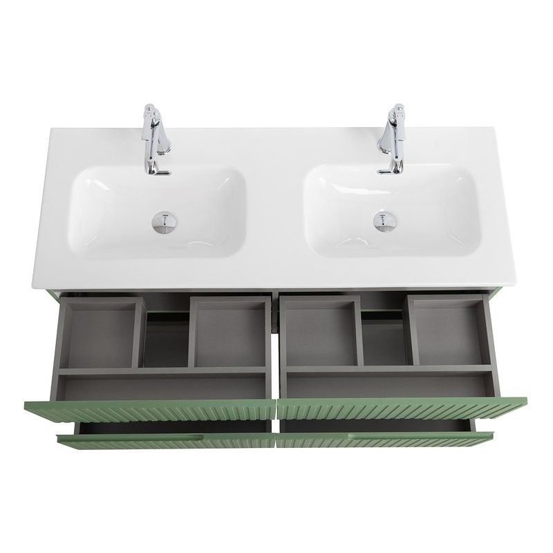 Мебель для ванной комнаты Cezares Duet 120 фисташковый софт, раковина Cezares CZR-8073-120-2 двойная