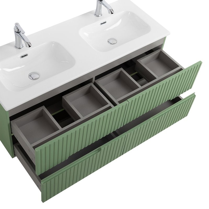 Мебель для ванной комнаты Cezares Duet 120 фисташковый софт, раковина Cezares CZR-8073-120-2 двойная