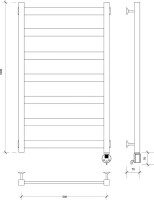 Полотенцесушитель электрический Secado Комано 2 R 105x55 см, подключение справа, хром, лесенка