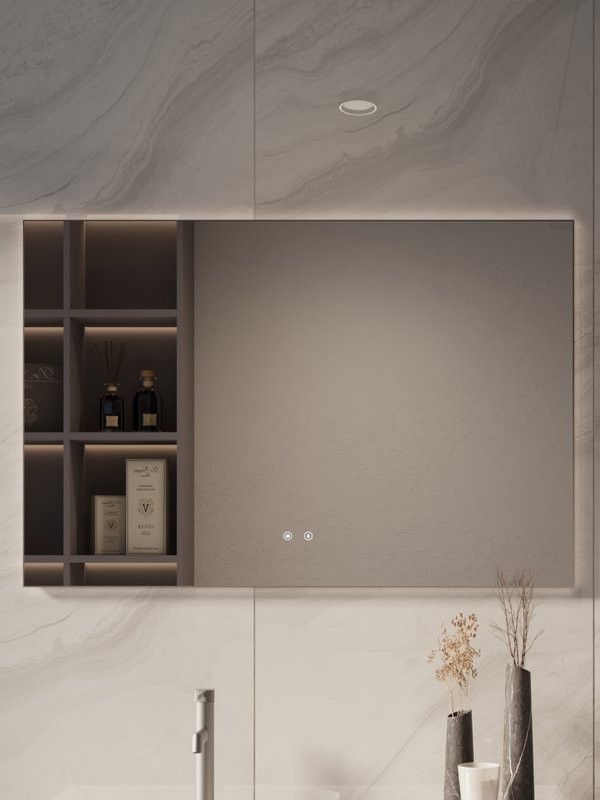 Зеркало Vincea VLM-4F120GM-2 120x80, с подсветкой и антизапотевателем, вороненая сталь