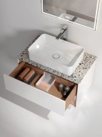 Тумба с раковиной KERAMA MARAZZI Plaza Modern 80 подвесная, с подсветкой, матовая белая, сахара